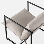 Zinus Aidan Sling Accent Chair, Metal Framed Armchair with Shredded Foam Cushioning, Oatmeal
