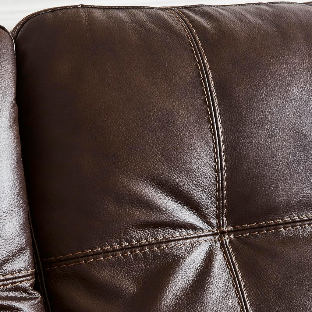 Signature Design by Ashley Santorine Transitional Tufted Leather Match Sofa, Dark Brown