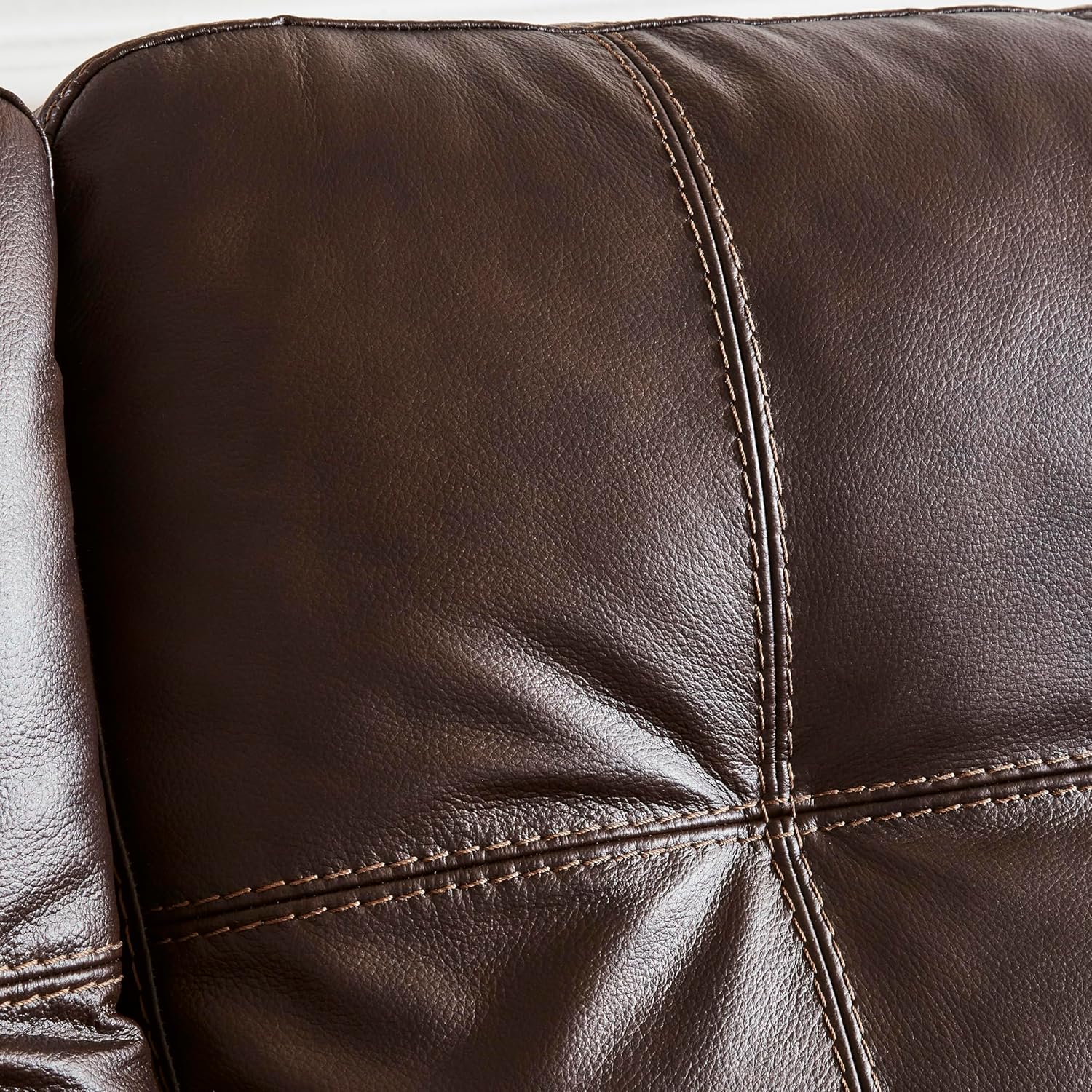 Signature Design by Ashley Santorine Transitional Tufted Leather Match Sofa, Dark Brown