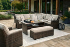 Signature Design by Ashley Brook Ranch Casual Outdoor Multi-use Table with 1 Fixed Shelf, Dark Brown & Gray