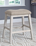 Signature Design by Ashley Skempton Modern 24" Counter Height Upholstered Barstool, 2 Count, Grayish White