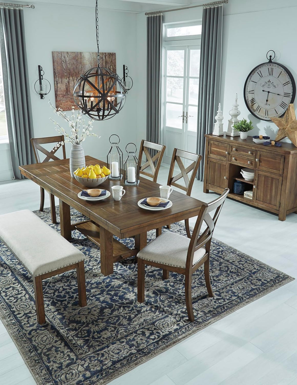 Signature Design by Ashley Moriville Rectangular Dining Extension Table, 2 Extension Leaves, Seats 8, 36" W x 86" D x 30.13" H, Wood & Acacia Veneer, Brown