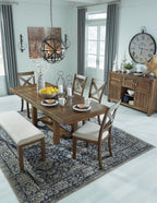 Signature Design by Ashley Moriville Rectangular Dining Extension Table, 2 Extension Leaves, Seats 8, 36" W x 86" D x 30.13" H, Wood & Acacia Veneer, Brown