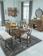 Signature Design by Ashley Moriville Rectangular Dining Extension Table, 2 Extension Leaves, Seats 8, 36" W x 86" D x 30.13" H, Wood & Acacia Veneer, Brown