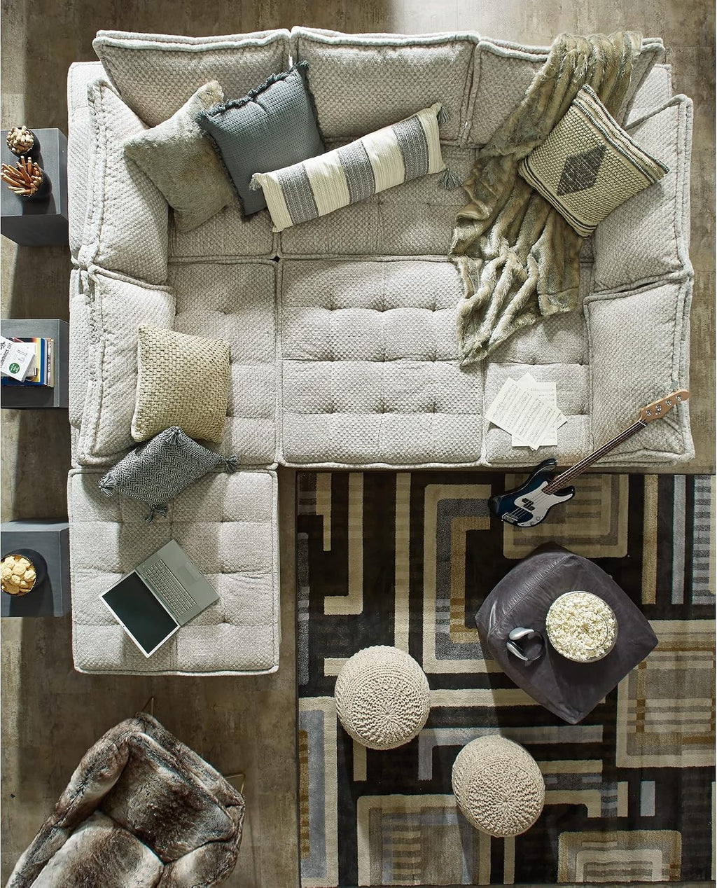 Signature Design by Ashley Bales Low Profile Floor Seating Accent Chair, Gray