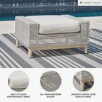 Signature Design by Ashley Aluminum Frame Outdoor Ottoman with Cushion, Seton Creek, High-Performance Nuvella Fabric, Seating for Patio Lounge Areas, Light Gray & Light Brown