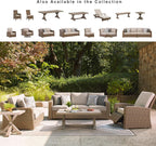 Signature Design by Ashley Carmel Bay Outdoor Sofa, Handwoven Resin Wicker Patio Couch, Rust-Resistant Aluminum Frame, 3-Seater for Backyard or Sunroom, Beige, 84" W