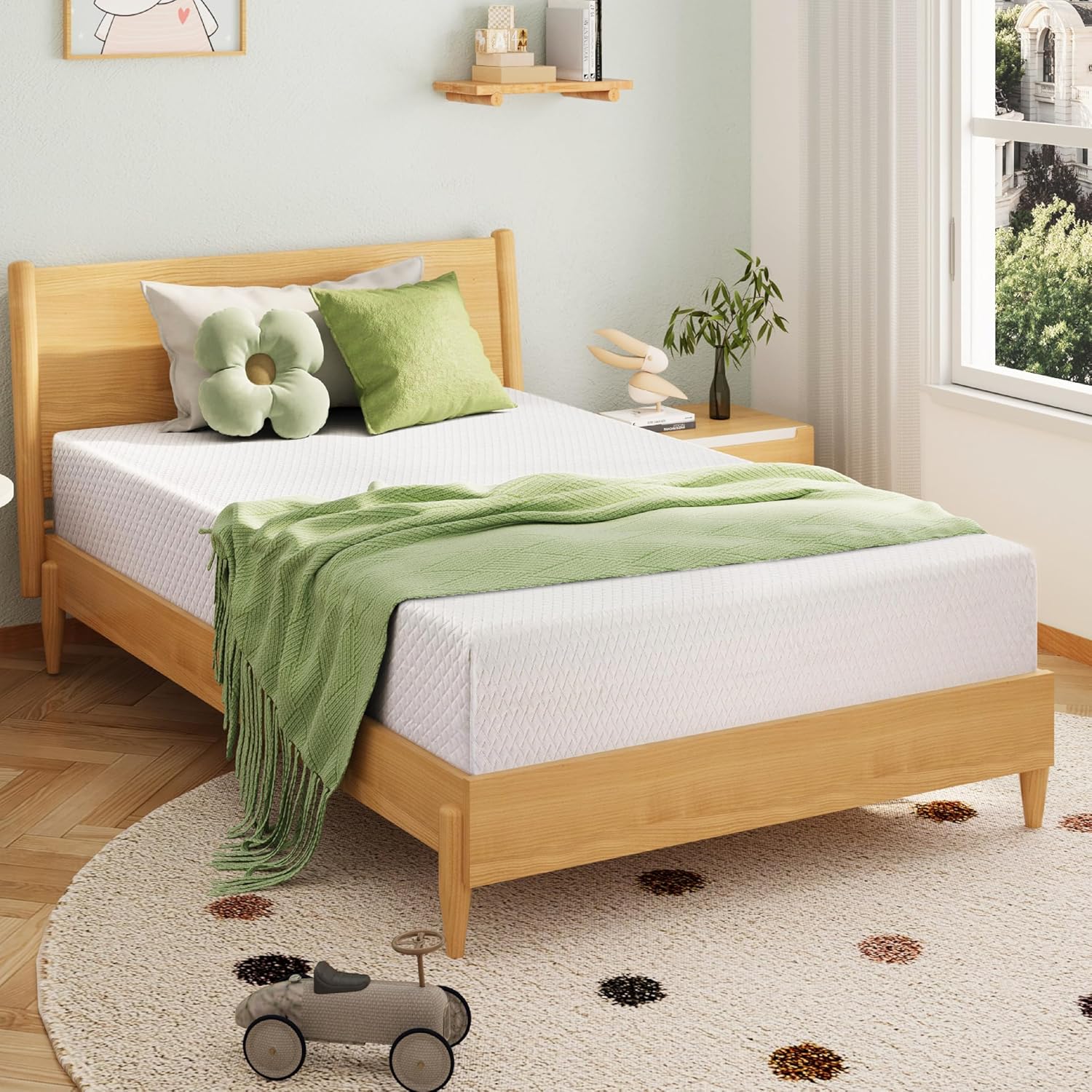 EGOHOME Full Size Memory Foam Mattress, 8 Inch Bed Mattress in A Box with Cooling Green Tea Gel, Pressure Relief with Medium Firm Support, CertiPUR-US Certified, 75''L x 54''W, ‎37.3 pounds White