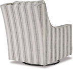 Signature Design by Ashley Swivel Glider Accent Chair Kambria, No Assembly Required, Polyester Linen Fabric, for Living Room, Ivory and Black Stripe, 30" W