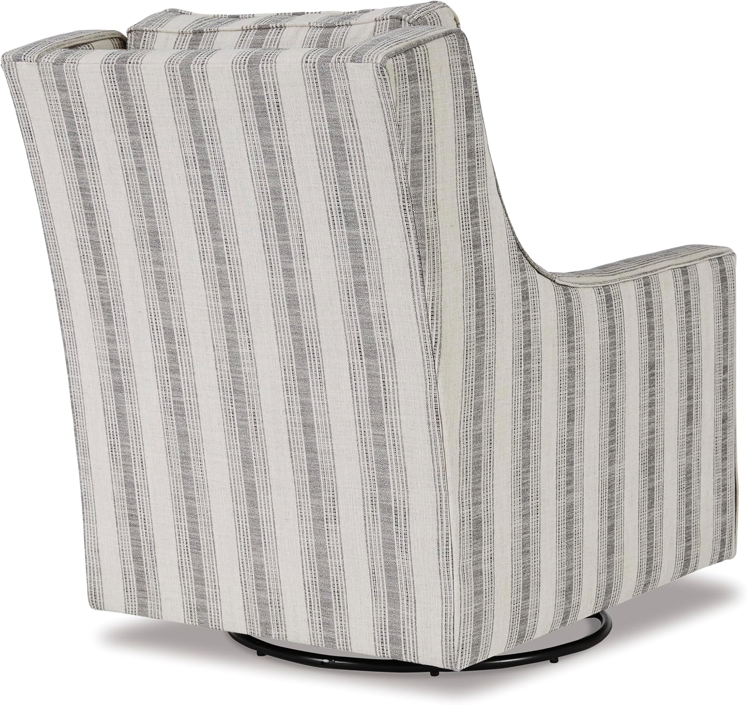 Signature Design by Ashley Swivel Glider Accent Chair Kambria, No Assembly Required, Polyester Linen Fabric, for Living Room, Ivory and Black Stripe, 30" W
