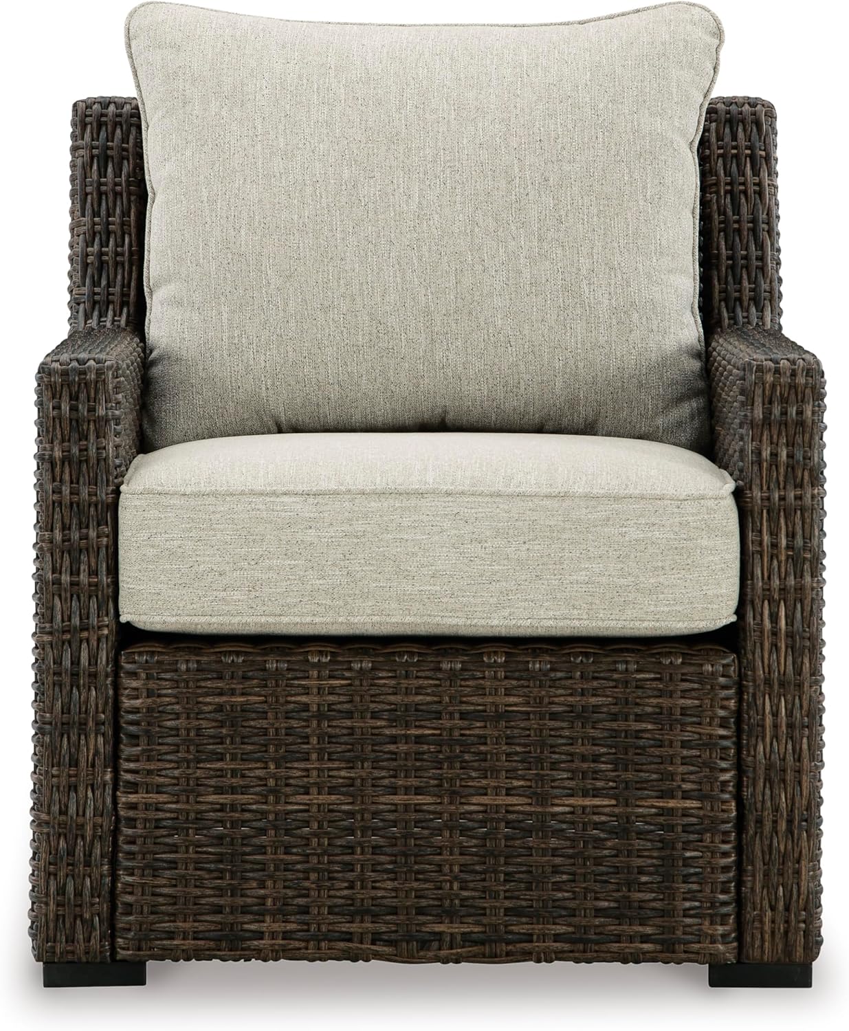 Signature Design by Ashley Brook Ranch Casual Nuvella Weather Resistant Fabric Outdoor Lounge Chair with Cushion, Dark Brown & Beige