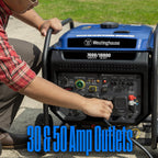 Westinghouse 10000 Peak Watt Portable Open Frame Inverter Generator, Remote Electric Start with Auto Choke, Transfer Switch Ready, Gas Powered, CO Sensor