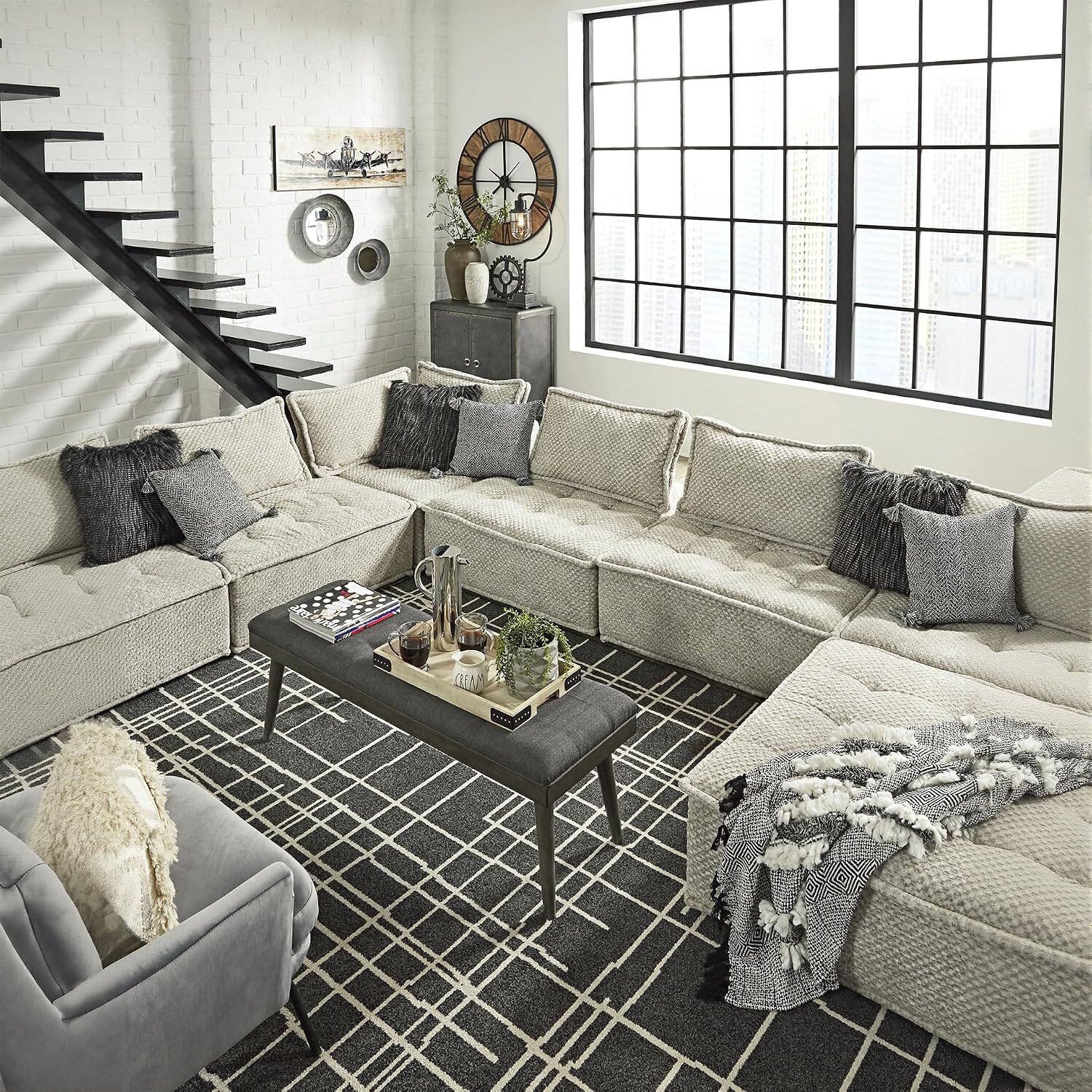 Signature Design by Ashley Bales Low Profile Floor Seating Accent Chair, Gray