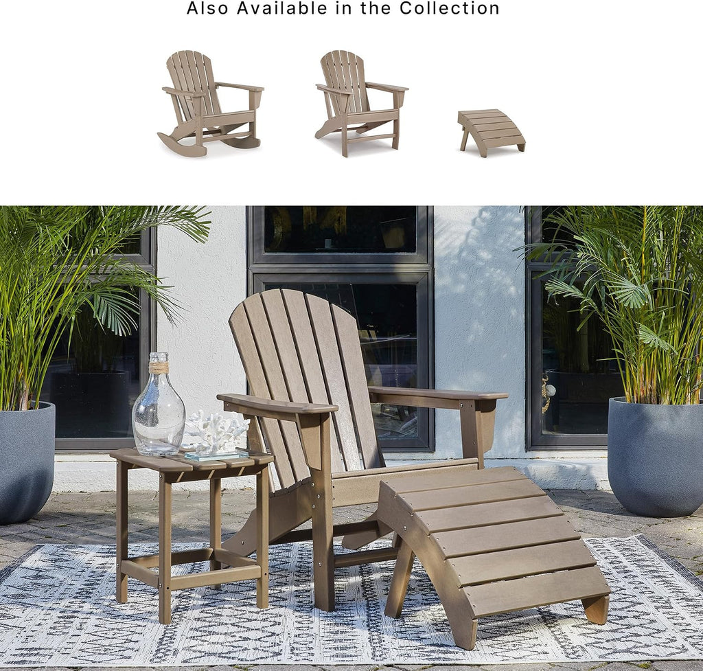 Signature Design by Ashley Sundown Treasure Outdoor Patio HDPE Weather Resistant End Table, Brown