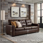 Signature Design by Ashley Santorine Transitional Tufted Leather Match Sofa, Dark Brown