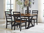 Signature Design by Ashley Wildenauer Dining Chairs Set of 2, Modern Ladderback Dining Chairs with Solid Wood Frame, Two-Tone Finish, Contoured Seat, Black/Brown