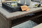 Signature Design by Ashley Brook Ranch Casual Outdoor Multi-use Table with 1 Fixed Shelf, Dark Brown & Gray
