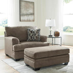 Signature Design by Ashley Stonemeade Upholstered Ottoman, Oversized Contemporary Footrest, 100% Polyester Chenille, Ideal for Living Room Seating, Nutmeg Brown, 44" W