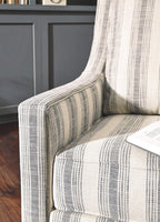 Signature Design by Ashley Swivel Glider Accent Chair Kambria, No Assembly Required, Polyester Linen Fabric, for Living Room, Ivory and Black Stripe, 30" W