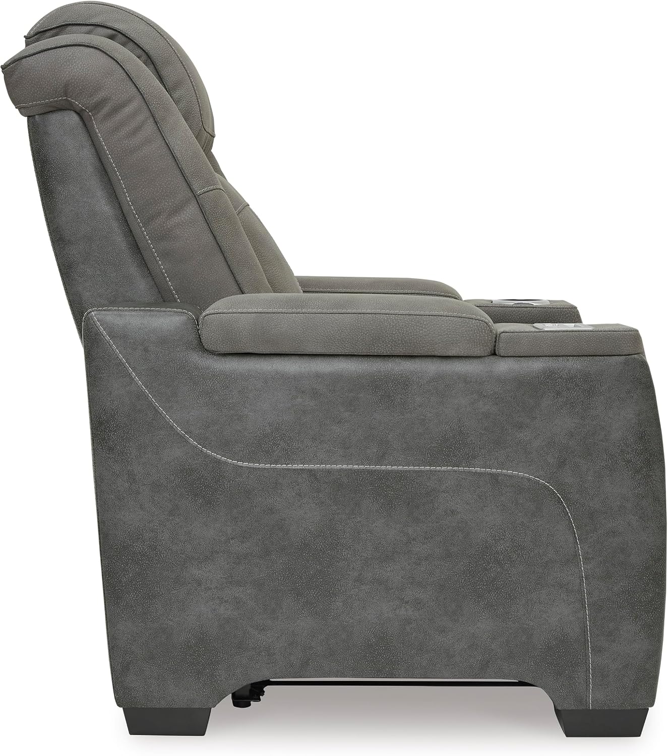 Signature Design by Ashley Next-Gen DuraPella Power Recliner with Adjustable Headrest, Storage Armrests, Wireless & USB Charging, Faux Leather, 2-Tone Gray