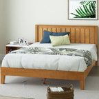 Zinus Alexis Deluxe Wood Platform Bed Frame with Headboard, Wood Slat Support, No Box Spring Needed, Easy Assembly, Rustic Pine, King