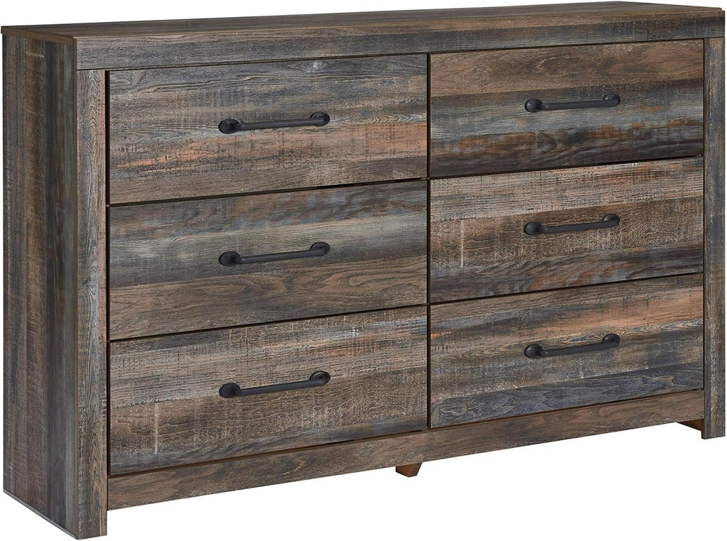 Signature Design by Ashley Drystan 6 Drawer Dresser, Pre-Assembled Convenience, Engineered Wood Construction for Bedroom Storage, Rustic Brown and Multi, 59" W x 16" D x 37" H