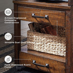 Signature Design by Ashley Baldridge Office Printer Stand, Storage, Electrical Outlets, USB Charing Ports, Wood, 21" W x 18" D x 24.63" H, Brown