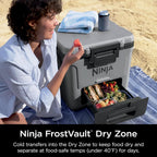Ninja | Cooler | FrostVault 30QT Cooler with Wheels | Insulated with Temp Dry Storage Drawer | Keeps Ice Cold for Days | for the Beach, Camping, Picnics & More | Charcoal Gray | FB230CG