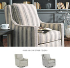 Signature Design by Ashley Swivel Glider Accent Chair Kambria, No Assembly Required, Polyester Linen Fabric, for Living Room, Ivory and Black Stripe, 30" W