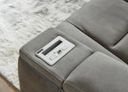 Signature Design by Ashley Next-Gen DuraPella Power Recliner with Adjustable Headrest, Storage Armrests, Wireless & USB Charging, Faux Leather, 2-Tone Gray