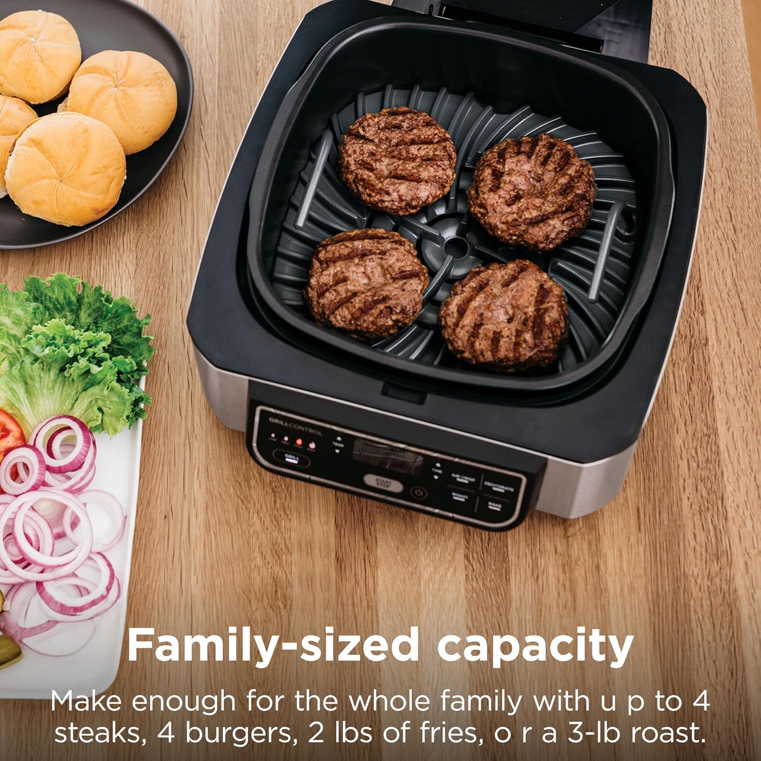 Ninja Foodi Indoor Grill & Air Fryer | 5-in-1 Grill, Air Fry, Roast, Bake, & Dehydrate | Cyclonic Grilling Technology | XL Capacity | Dishwasher Safe Parts | Black/Grey | AG301