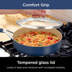Ninja Ceramic Cookware Set, Extended Life 11-Piece Kitchen Cookware Sets with Comfort Grip, Nonstick Fry Pans, Pots, PTFE Free, Oven & Dishwasher Safe, Stovetop Compatible, Navy Blue, CW49011