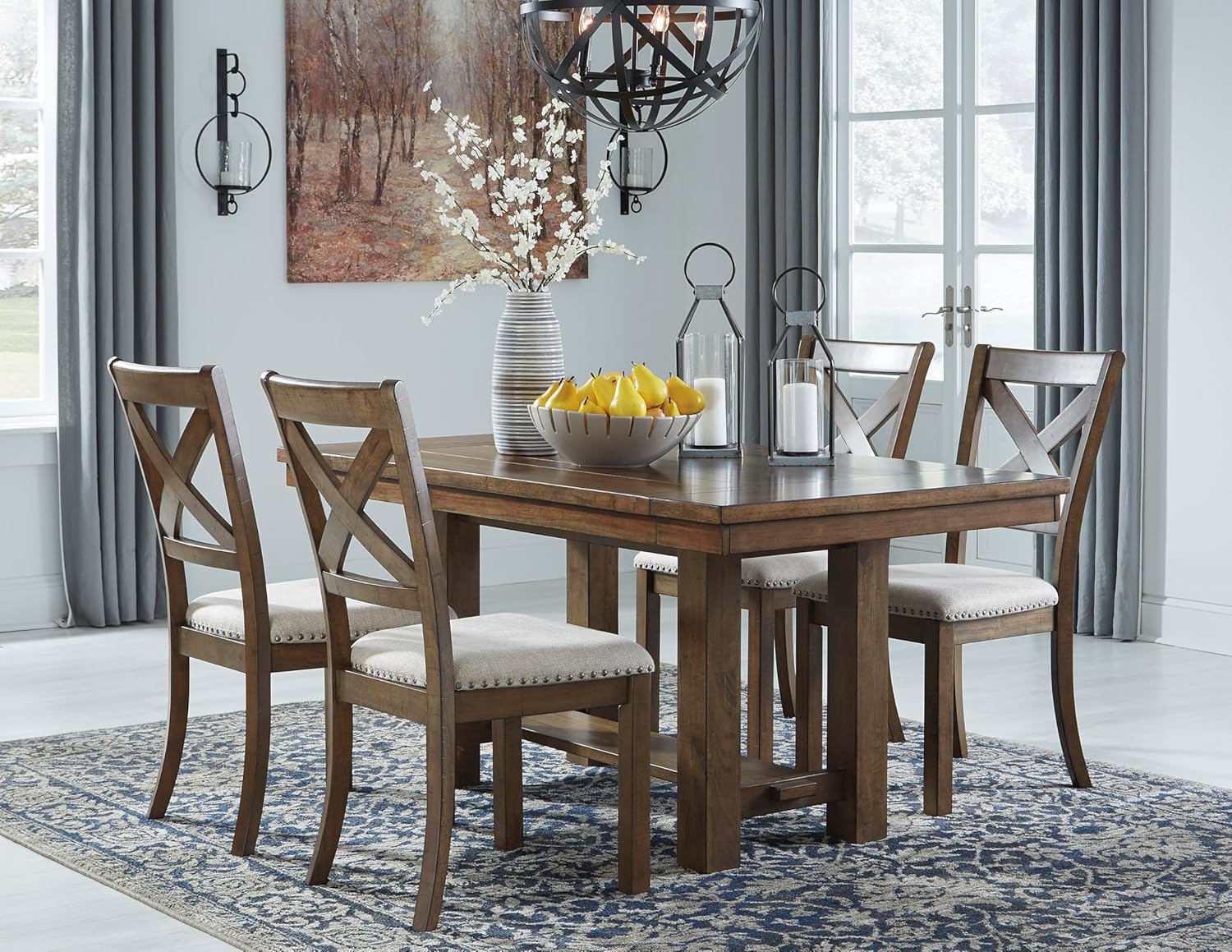 Signature Design by Ashley Moriville Rectangular Dining Extension Table, 2 Extension Leaves, Seats 8, 36" W x 86" D x 30.13" H, Wood & Acacia Veneer, Brown