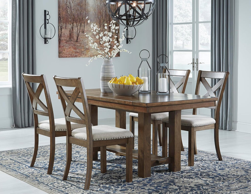 Signature Design by Ashley Moriville Rectangular Dining Extension Table, 2 Extension Leaves, Seats 8, 36" W x 86" D x 30.13" H, Wood & Acacia Veneer, Brown