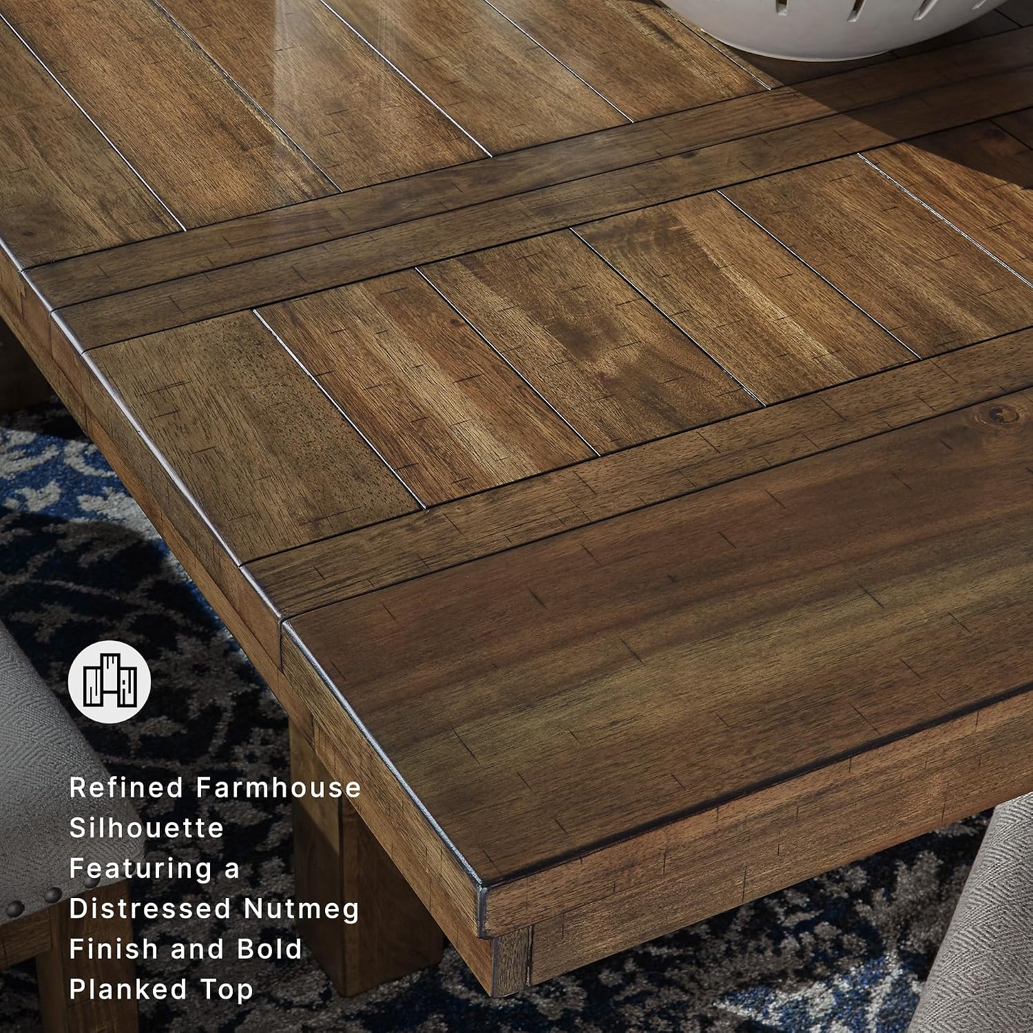 Signature Design by Ashley Moriville Rectangular Dining Extension Table, 2 Extension Leaves, Seats 8, 36" W x 86" D x 30.13" H, Wood & Acacia Veneer, Brown