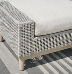 Signature Design by Ashley Aluminum Frame Outdoor Ottoman with Cushion, Seton Creek, High-Performance Nuvella Fabric, Seating for Patio Lounge Areas, Light Gray & Light Brown