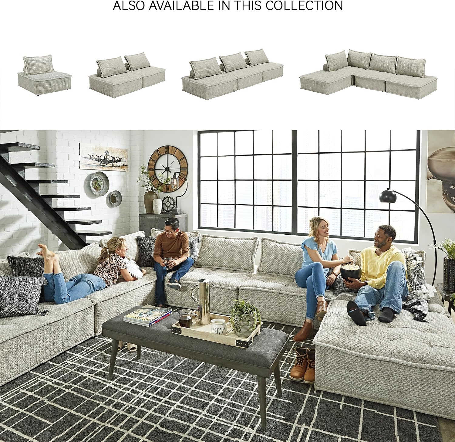 Signature Design by Ashley Bales Low Profile Floor Seating Accent Chair, Gray